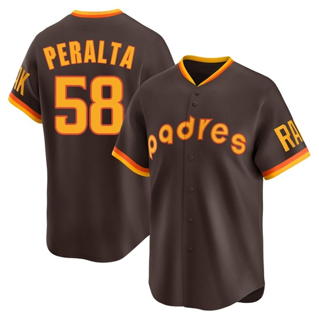 Jamed S.Diego Padres #58 Wandy Peralta Player Brown Home Cooperstown Collection Replica Game Stitched Jerseys