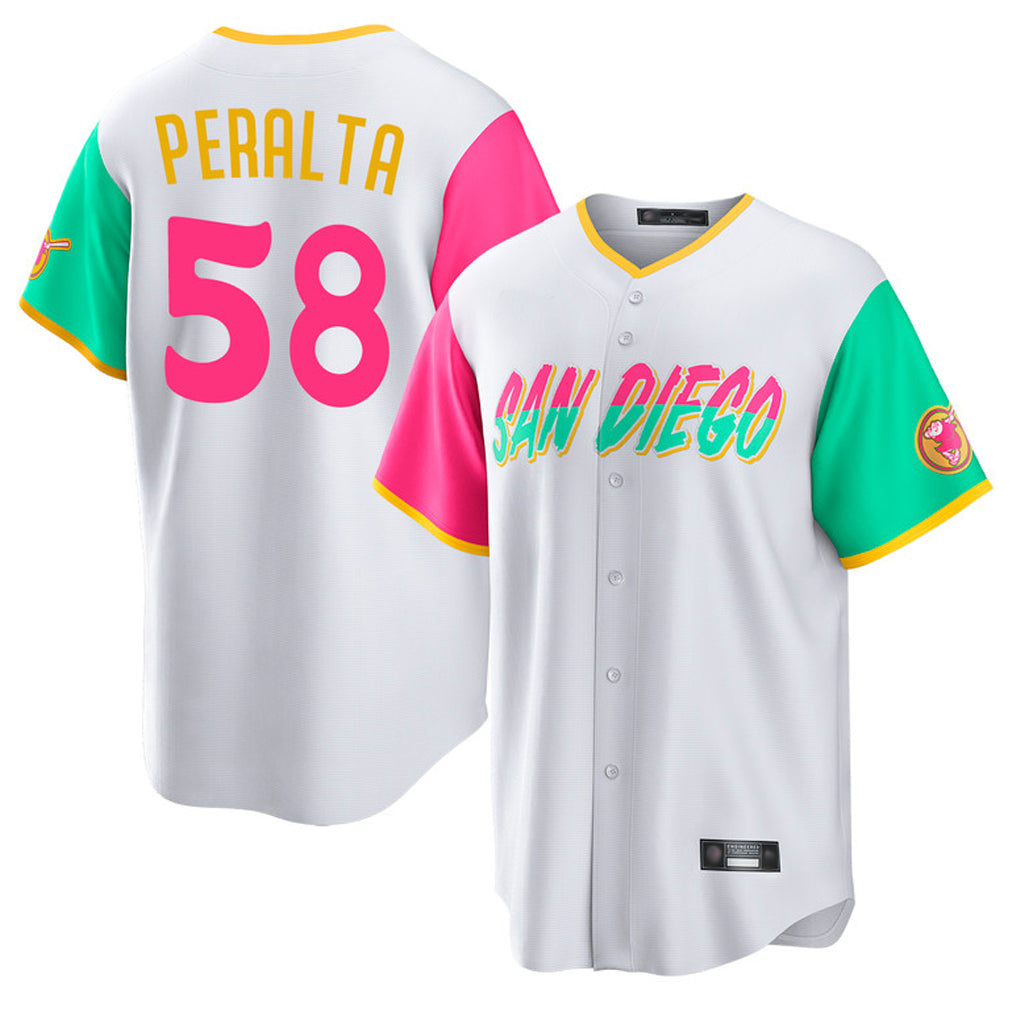 Jamed S.Diego Padres #58 Wandy Peralta Player White City Connect Home Game Stitched Jerseys