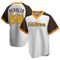 Jamed S.Diego Padres #58 Wandy Peralta Player White Home Cooperstown Collection Replica Game Stitched Jerseys