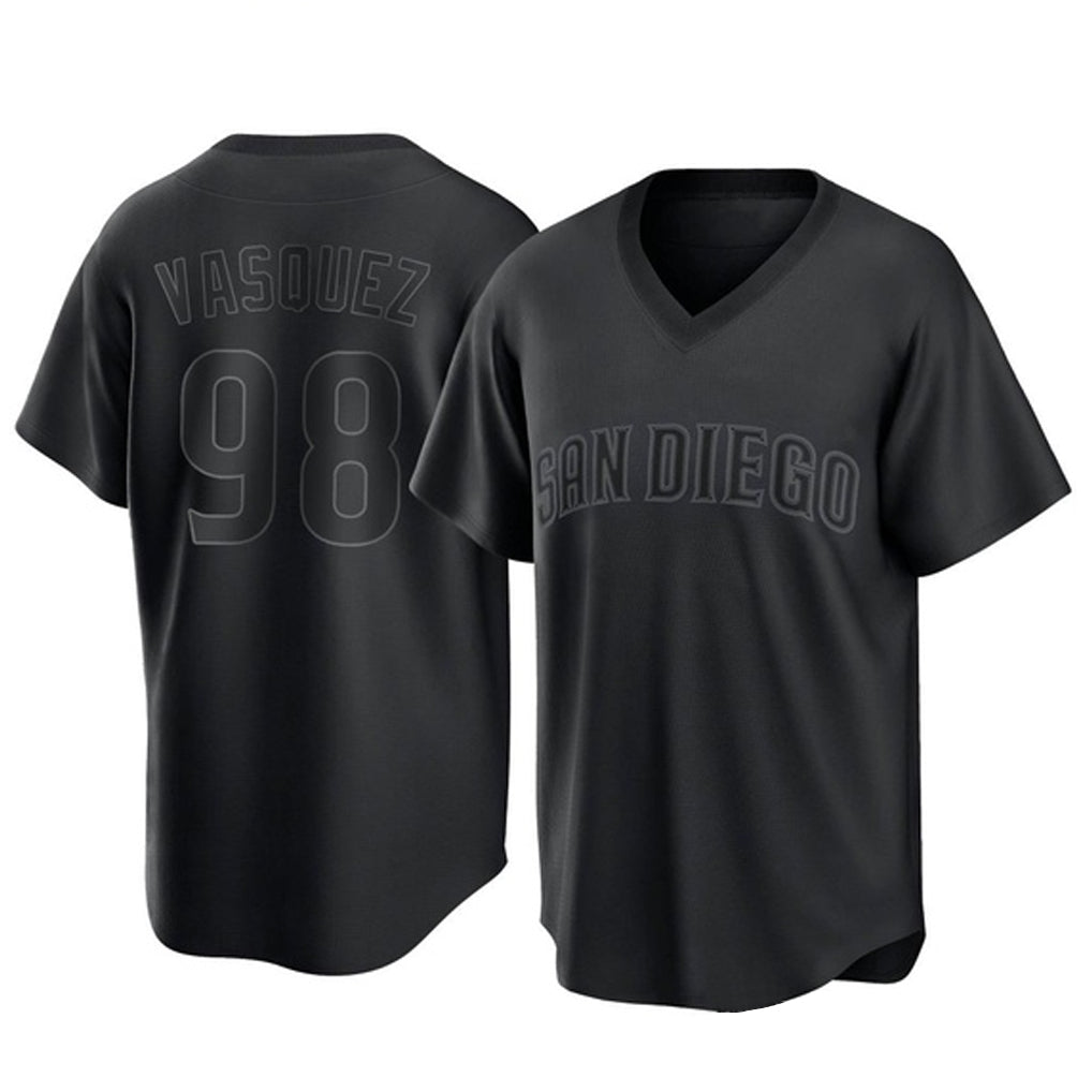 Jamed S.Diego Padres #98 Randy Vasquez Player Black Pitch Fashion Game T-shirt Stitched Jerseys