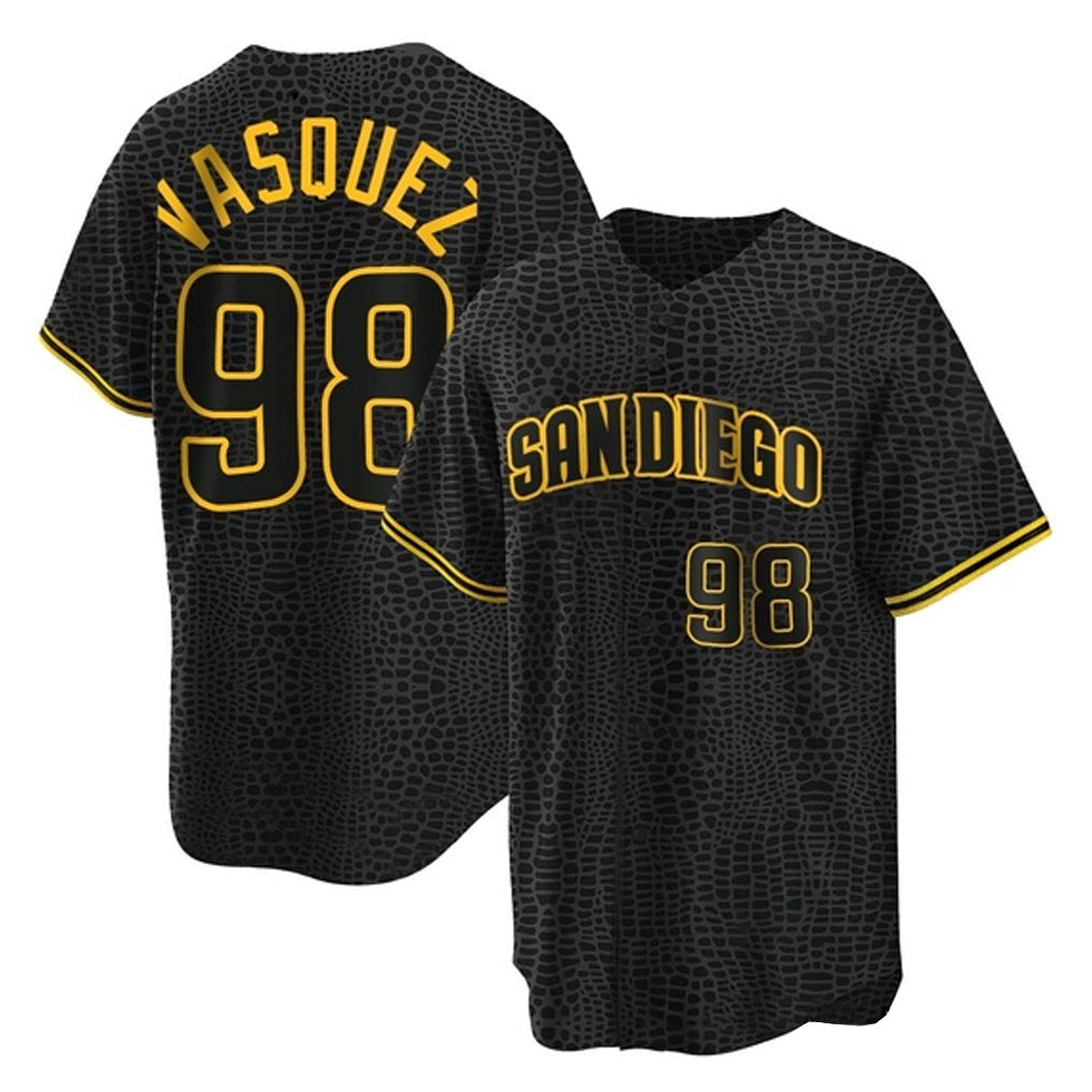 Jamed S.Diego Padres #98 Randy Vasquez Player Black Snake Skin City Home Game Stitched Jerseys