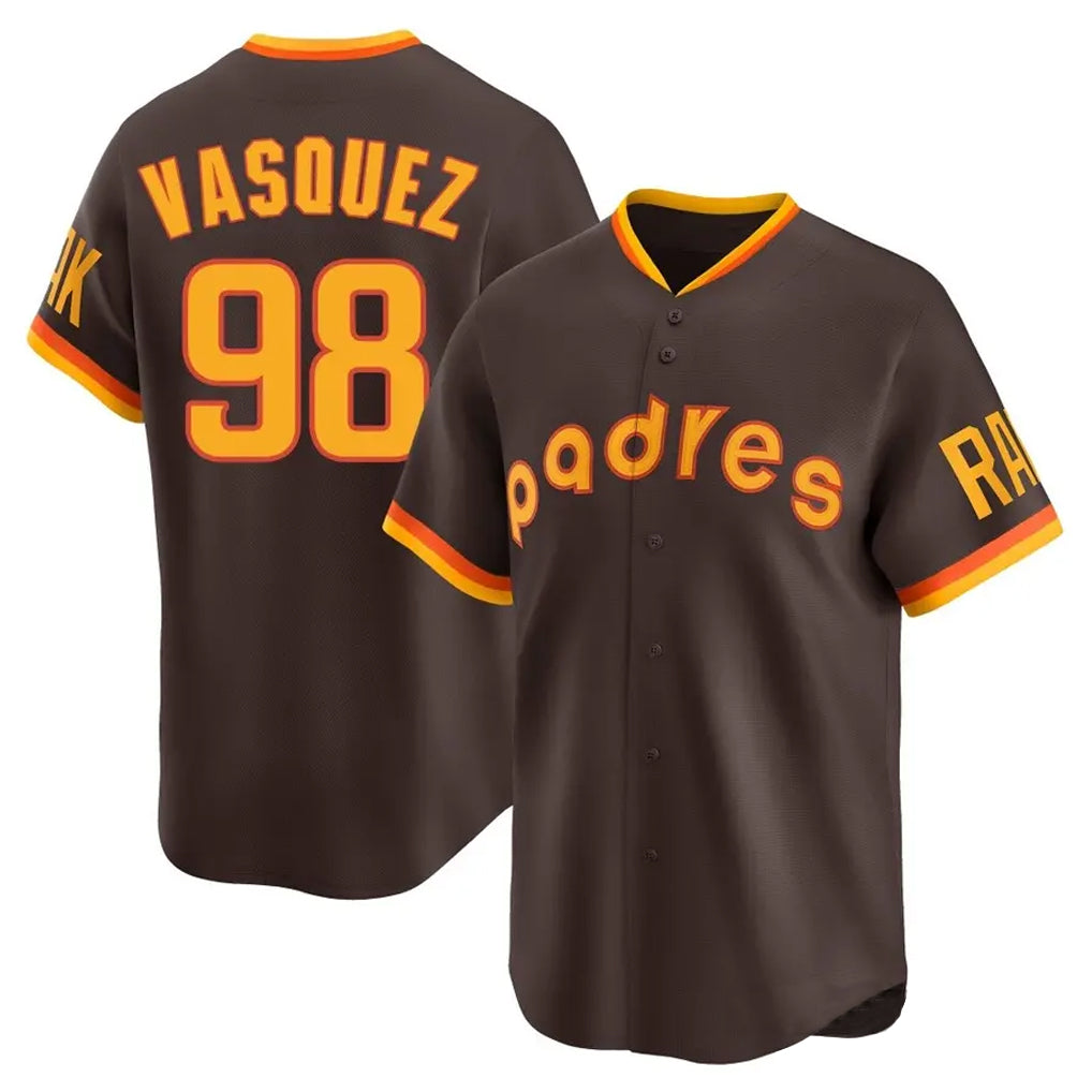 Jamed S.Diego Padres #98 Randy Vasquez Player Brown Home Cooperstown Collection Replica Game Stitched Jerseys