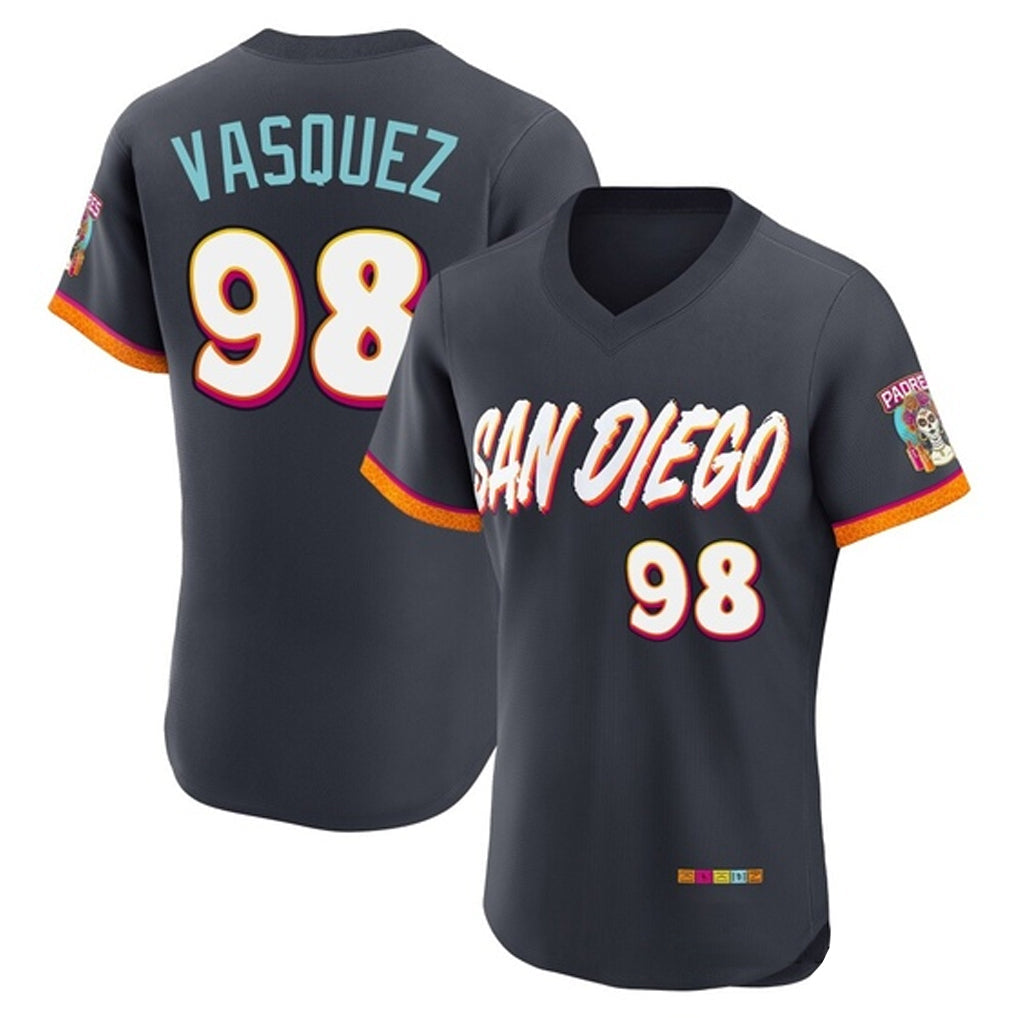 Jamed S.Diego Padres #98 Randy Vasquez Player Obsidian 2026 City Connect Home Limited Elite T-shirt Stitched Jerseys