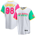 Jamed S.Diego Padres #98 Randy Vasquez Player White City Connect Home Game Stitched Jerseys