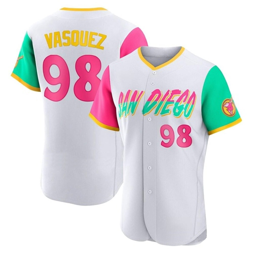Jamed S.Diego Padres #98 Randy Vasquez Player White City Connect Home Limited Elite Stitched Jerseys