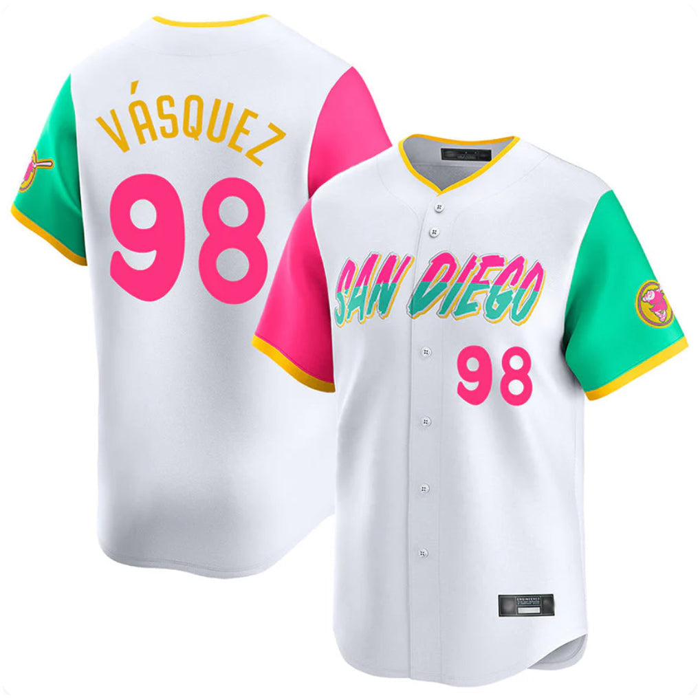 Jamed S.Diego Padres #98 Randy Vasquez Player White City Connect Home Limited Stitched Jerseys
