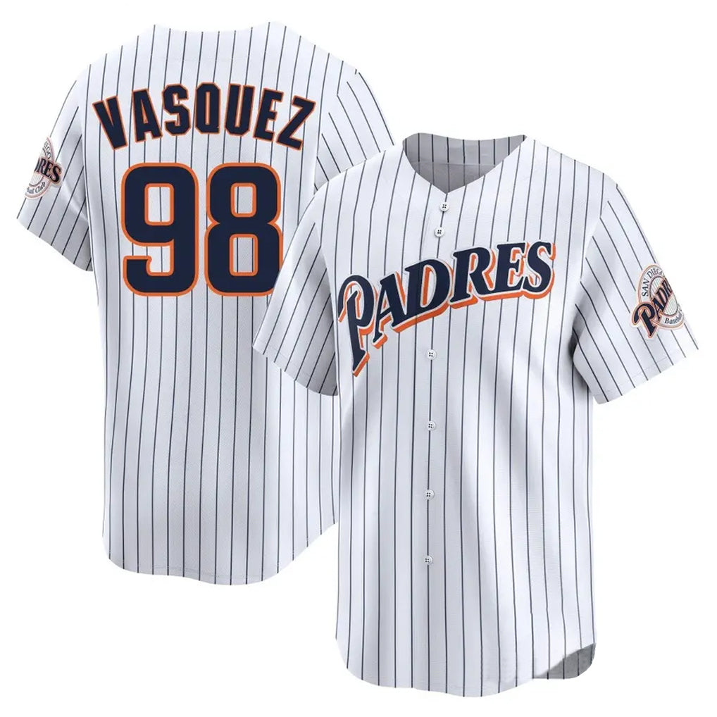 Jamed S.Diego Padres #98 Randy Vasquez Player White Cooperstown Collection Limited Home Stitched Jerseys
