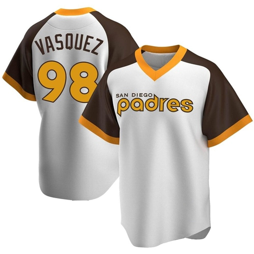 Jamed S.Diego Padres #98 Randy Vasquez Player White Home Cooperstown Collection Replica Game Stitched Jerseys