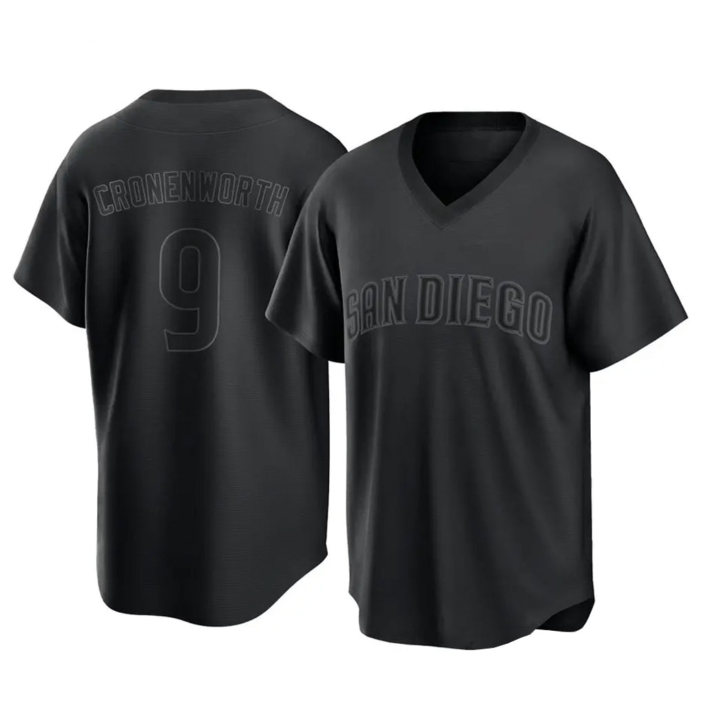 Jamed S.Diego Padres #9 Jake Cronenworth Player Black Pitch Fashion Game T-shirt Stitched Jerseys