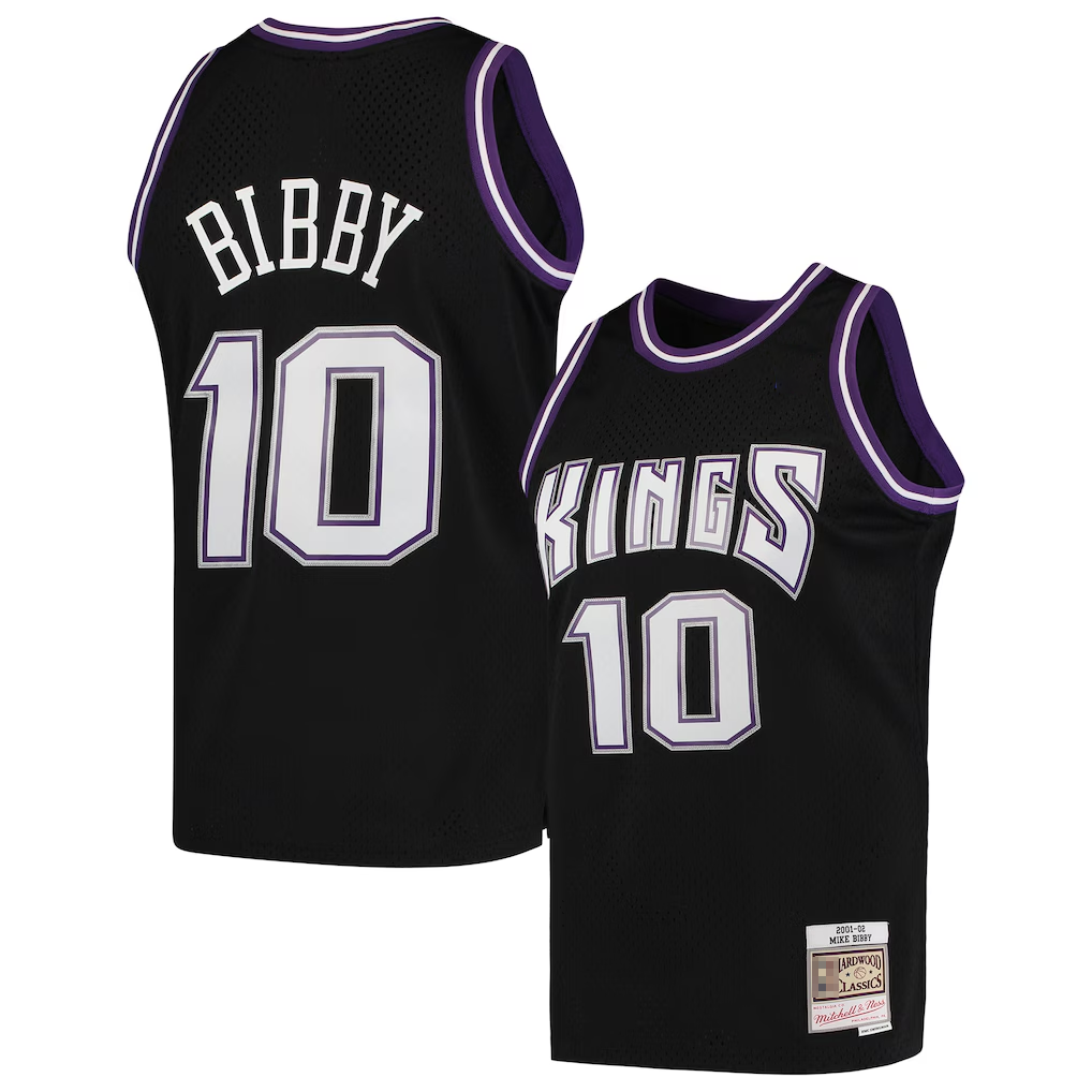 Jamed S.Kings #10 Mike Bibby Mitchell & Ness Black Hardwood Classics Swingman Jerseys