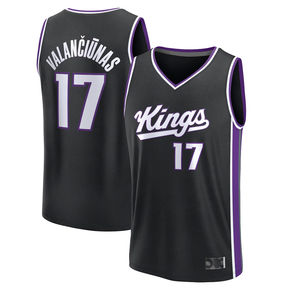 Jamed S.Kings #17 Jonas Valan?i¨±nas Fanatics Black Fast Break Replica Jerseys - Icon Edition