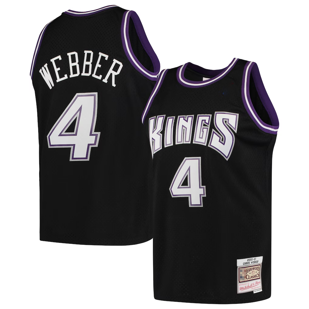 Jamed S.Kings #4 Chris Webber Mitchell & Ness Black 2000-2001 Hardwood Classics Swingman Jerseys