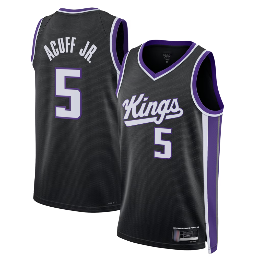Jamed S.Kings #5 Darius Acuff Jr. Black Swingman Jerseys - Icon Edition
