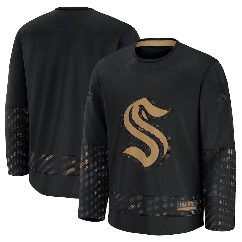 Jamed S.Kraken Black 2024 Military Appreciation Practice Jerseys