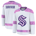Jamed S.Kraken White Hockey Fights Cancer Survivor Practice Jerseys