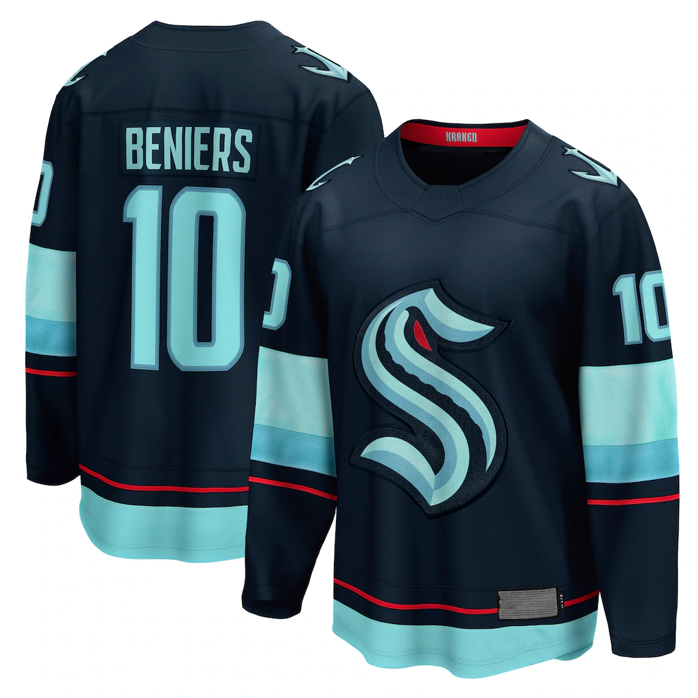 Jamed S.Kraken #10 Matty Beniers Deep Sea Blue Premier Breakaway Player Jerseys