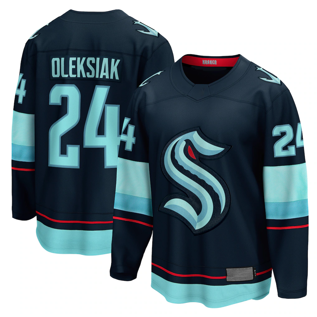 Jamed S.Kraken #24 Jamie Oleksiak Deep Sea Blue Home Breakaway Player Jerseys