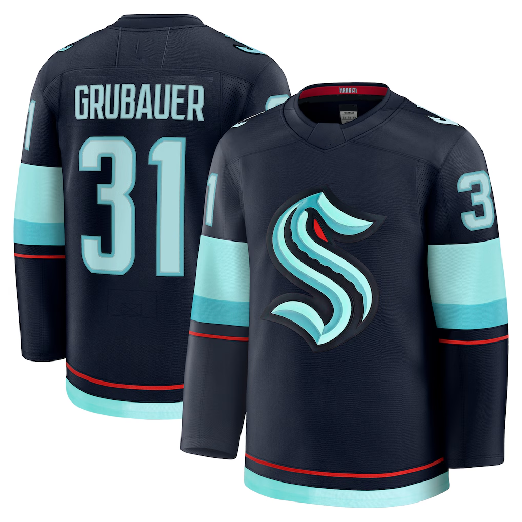 Jamed S.Kraken #31 Philipp Grubauer Deep Sea Blue Home Premium Jerseys