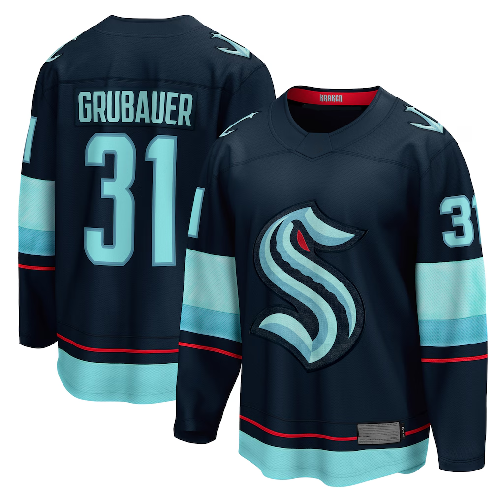 Jamed S.Kraken #31 Philipp Grubauer Navy Home Breakaway Player Jerseys