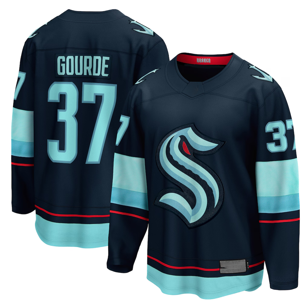 Jamed S.Kraken #37 Yanni Gourde Deep Sea Blue Home Breakaway Player Jerseys