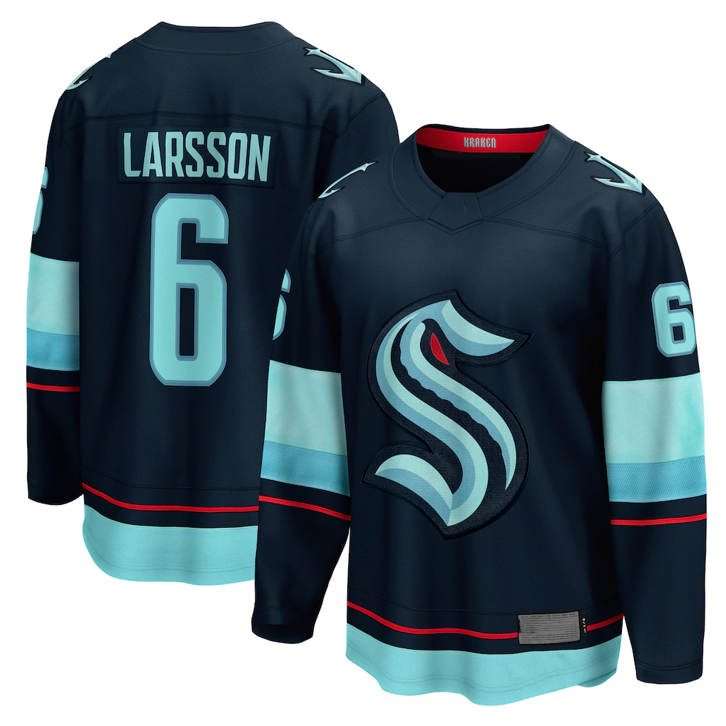 Jamed S.Kraken #6 Adam Larsson Deep Sea Blue Home Breakaway Player Jerseys