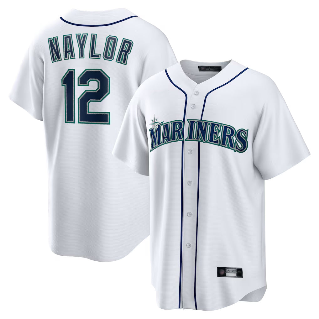 Jamed S.Mariners #12 Josh Naylor Player White Home Game Stitched Jerseys