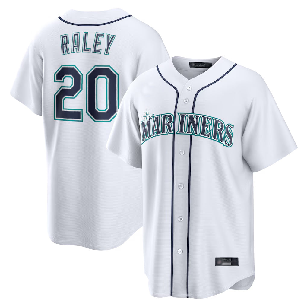 Jamed S.Mariners #20 Luke Raley Player White Home Game Stitched Jerseys