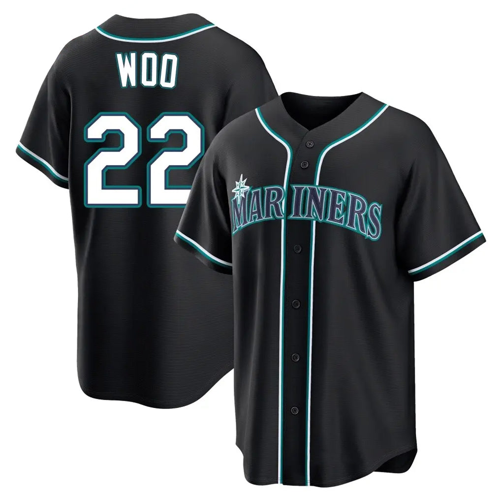 Jamed S.Mariners #22 Bryan Woo Player Black Fashion Home Limited Stitched Jerseys