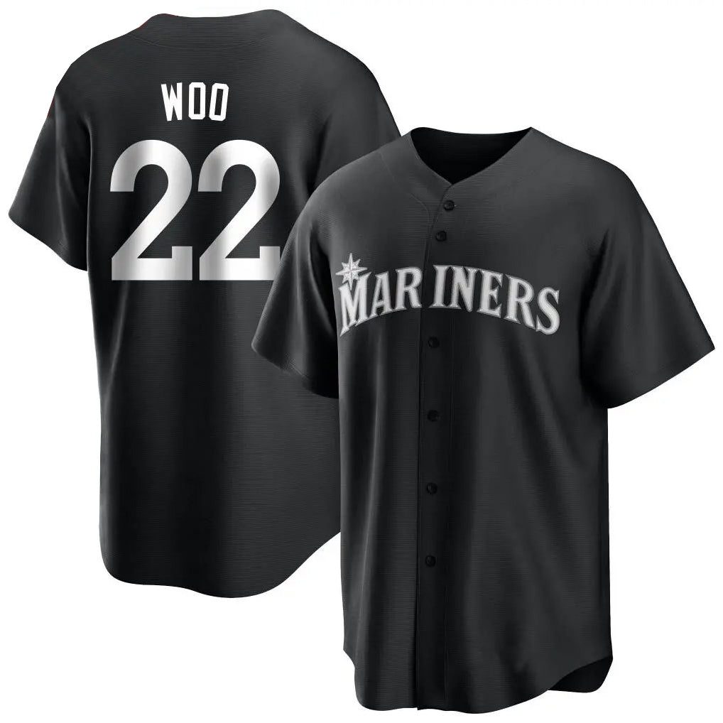 Jamed S.Mariners #22 Bryan Woo Player Black Home Limited Stitched Jerseys