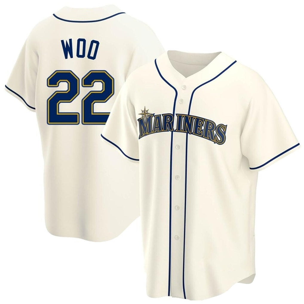 Jamed S.Mariners #22 Bryan Woo Player Cream Home Game Stitched Jerseys