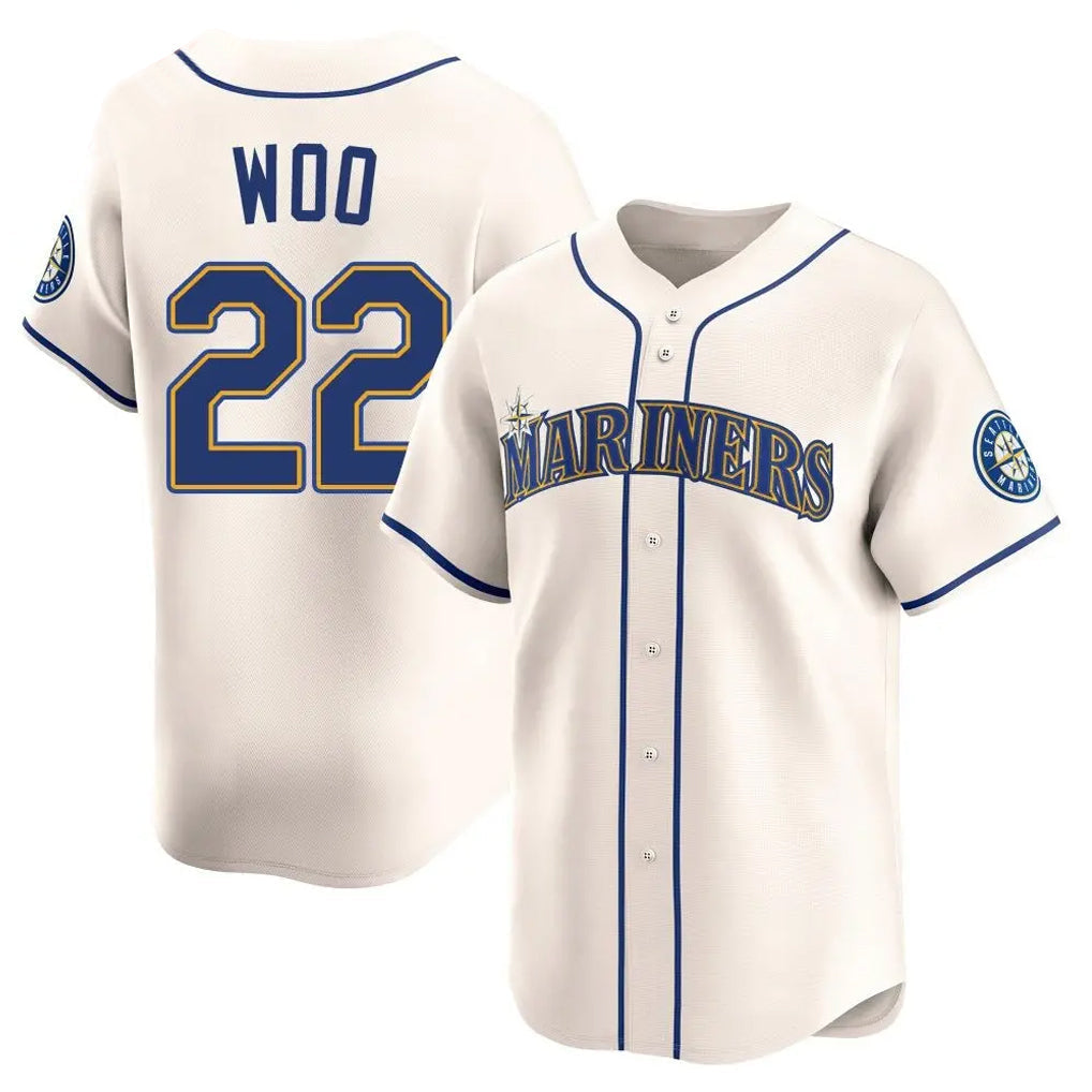 Jamed S.Mariners #22 Bryan Woo Player Cream Home Limited Stitched Jerseys