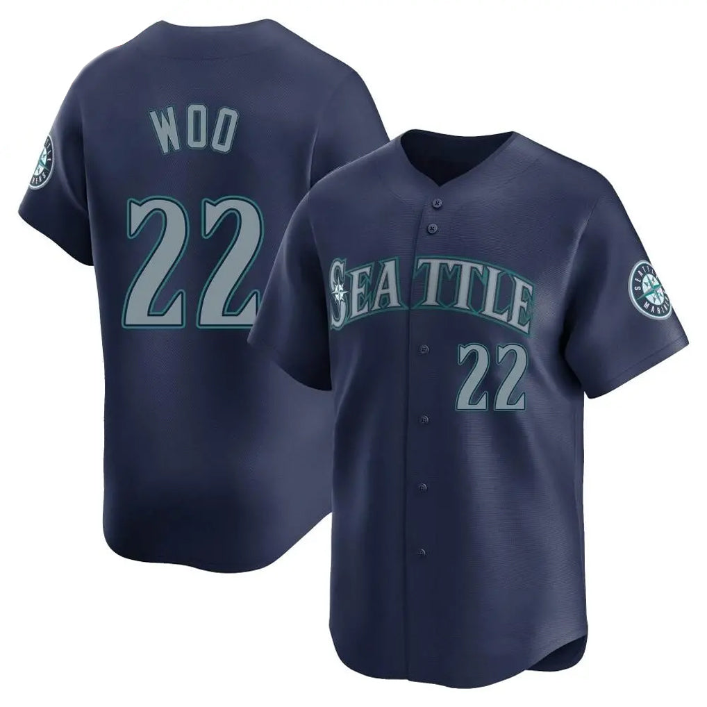 Jamed S.Mariners #22 Bryan Woo Player Navy Home Limited Stitched Jerseys
