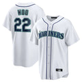 Jamed S.Mariners #22 Bryan Woo Player White Home Game Stitched Jerseys