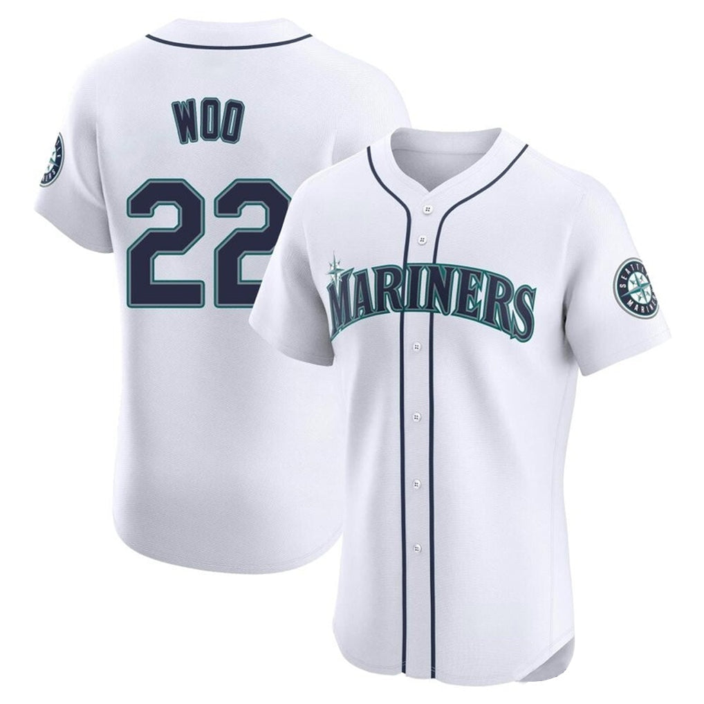 Jamed S.Mariners #22 Bryan Woo Player White Home Limited Elite Stitched Jerseys