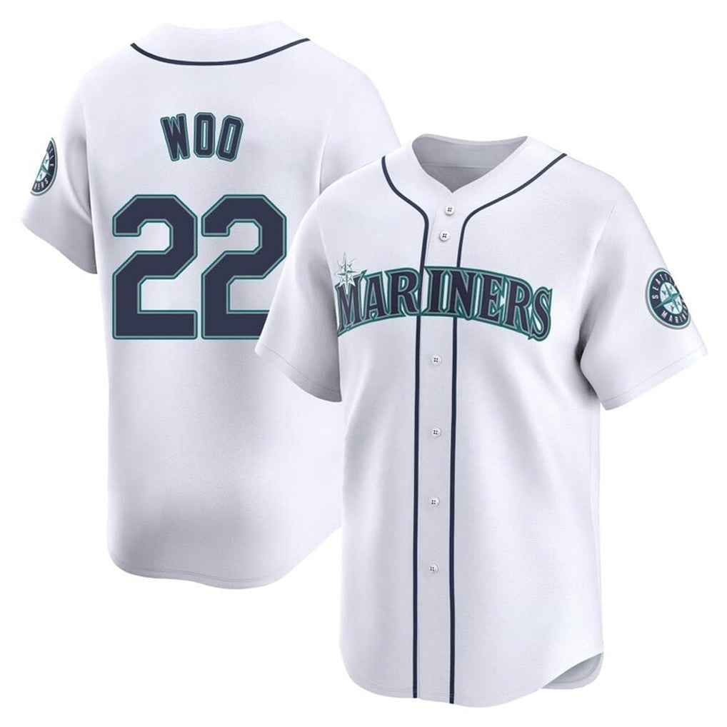 Jamed S.Mariners #22 Bryan Woo Player White Home Limited Stitched Jerseys