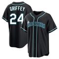 Jamed S.Mariners #24 Ken Griffey Jr Player Black Fashion Home Limited Stitched Jerseys