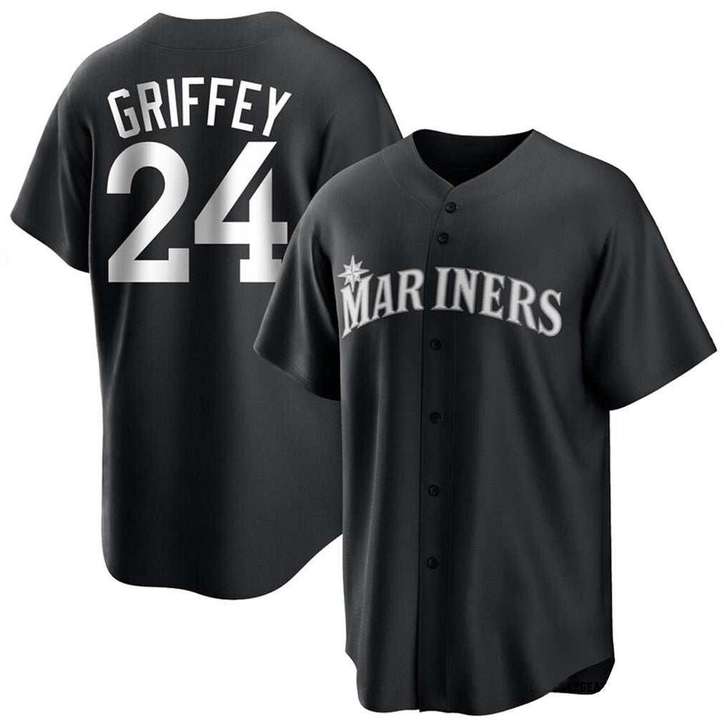 Jamed S.Mariners #24 Ken Griffey Jr Player Black Home Limited Stitched Jerseys