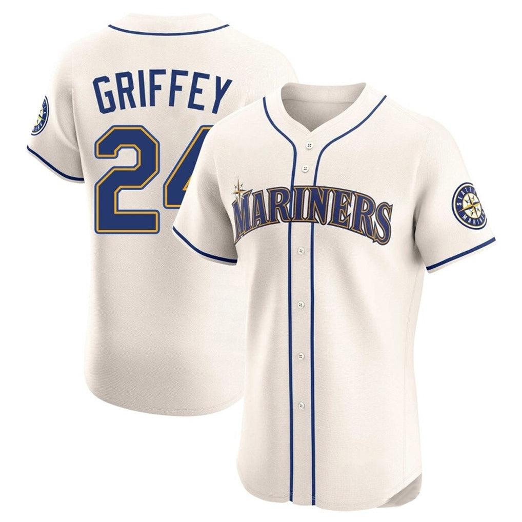Jamed S.Mariners #24 Ken Griffey Jr Player Cream Home Limited Elite Stitched Jerseys