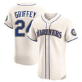 Jamed S.Mariners #24 Ken Griffey Jr Player Cream Home Limited Elite Stitched Jerseys