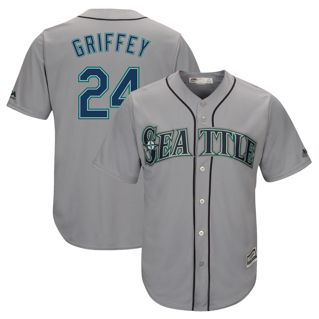 Jamed S.Mariners #24 Ken Griffey Jr Player Gray Cool Base Home Game Stitched Jerseys