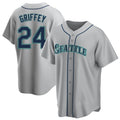Jamed S.Mariners #24 Ken Griffey Jr Player Gray Home Game Stitched Jerseys
