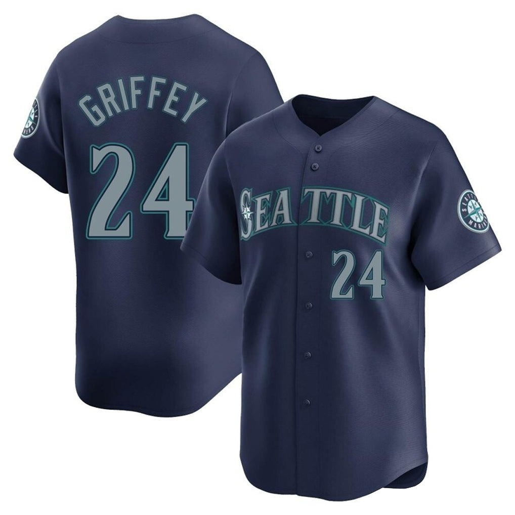 Jamed S.Mariners #24 Ken Griffey Jr Player Navy Home Limited Stitched Jerseys
