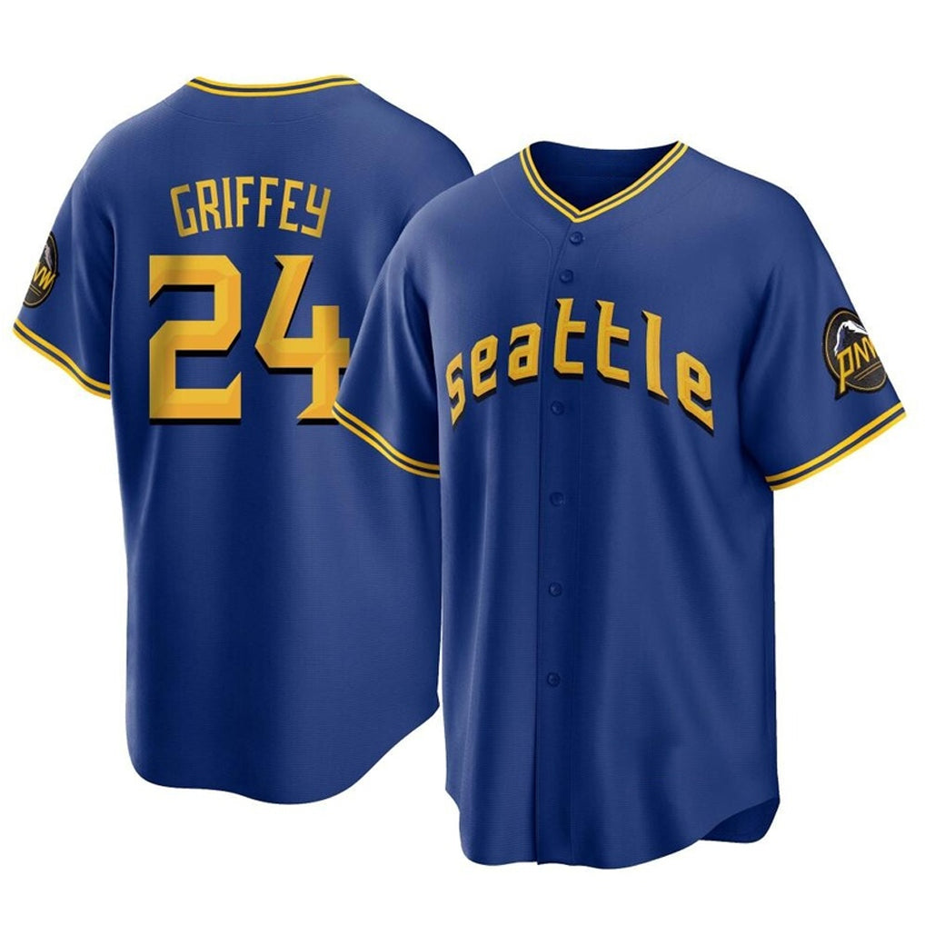 Jamed S.Mariners #24 Ken Griffey Jr Player Royal City Connect Home Game Stitched Jerseys