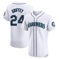 Jamed S.Mariners #24 Ken Griffey Jr Player White Home Limited Elite Stitched Jerseys