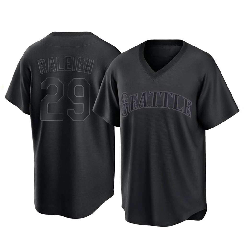 Jamed S.Mariners #29 Cal Raleigh Player Black Replica Fashion T-shirt Stitched Jerseys
