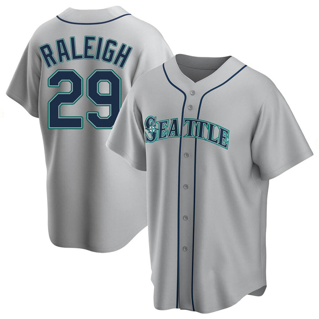 Jamed S.Mariners #29 Cal Raleigh Player Gray Home Game Stitched Jerseys