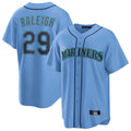 Jamed S.Mariners #29 Cal Raleigh Player Light Blue Home Game Stitched Jerseys