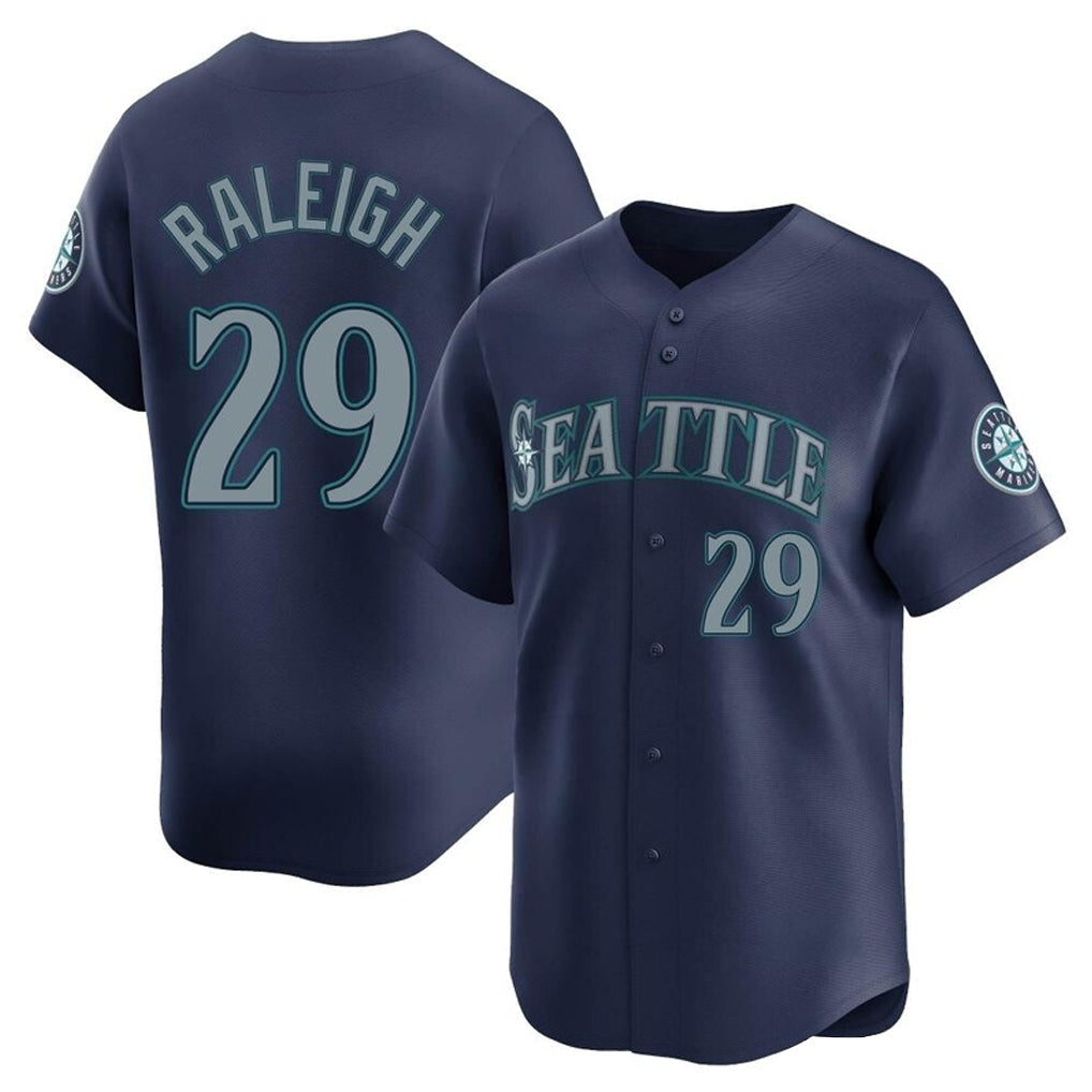 Jamed S.Mariners #29 Cal Raleigh Player Navy Home Limited Stitched Jerseys