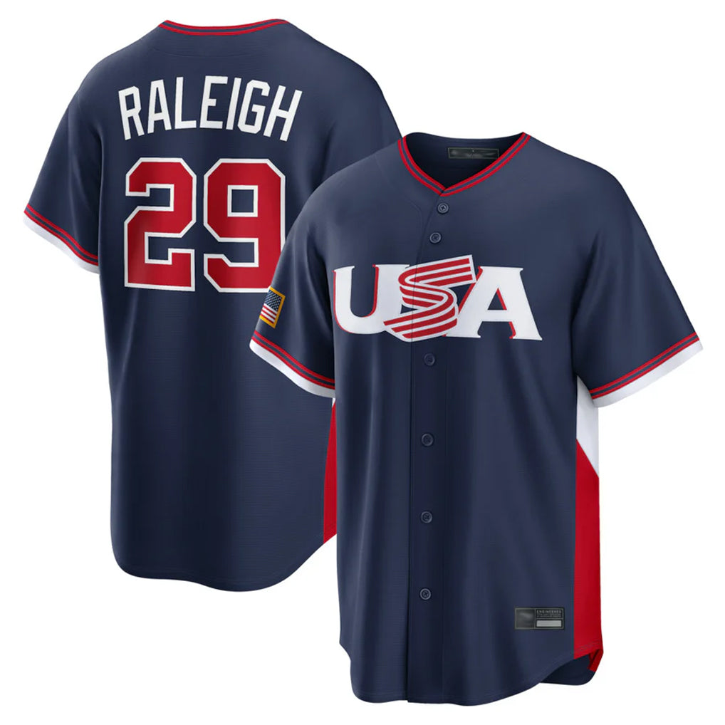Jamed S.Mariners #29 Cal Raleigh Player Navy USA 2026 World Classic Game Stitched Jerseys
