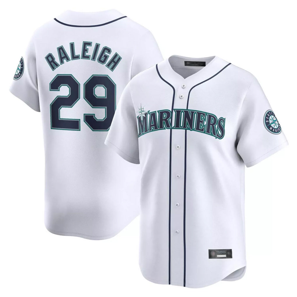 Jamed S.Mariners #29 Cal Raleigh Player White Home Limited Stitched Jerseys